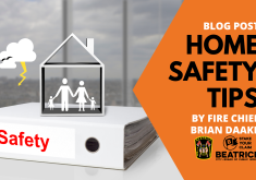 Graphic shows family inside a house which is on top of a "safety" binder