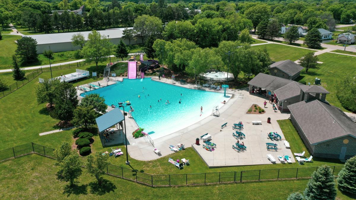 Aerial view of Beatrice Big Blue Water Park